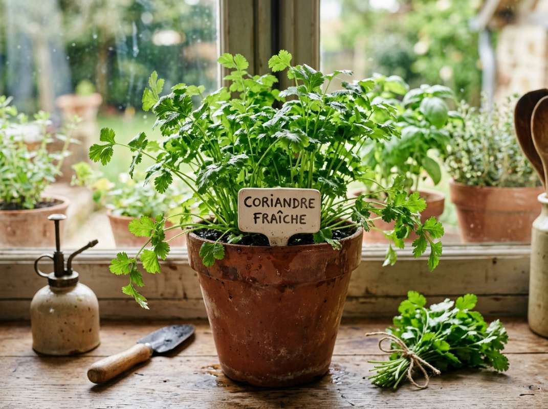 Coriandre fraiche en pot