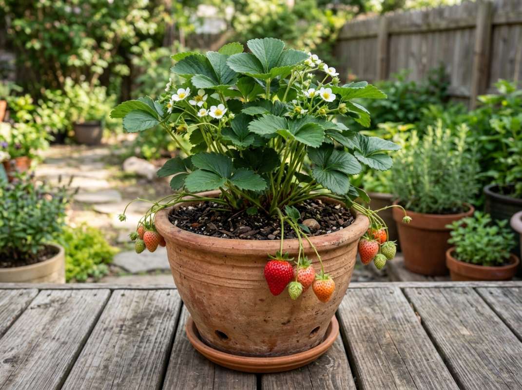 Fraisiers en pot