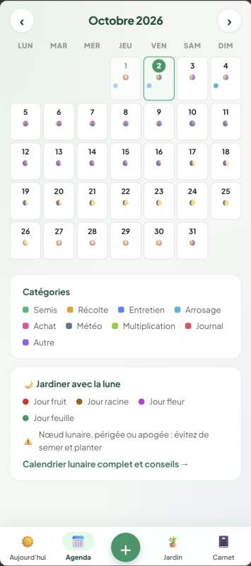 Vue calendrier